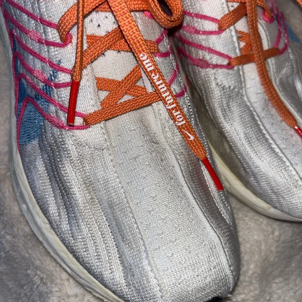 Nike Women's White Running Shoes with Pink, Blue & Orange Accents size 10.5
